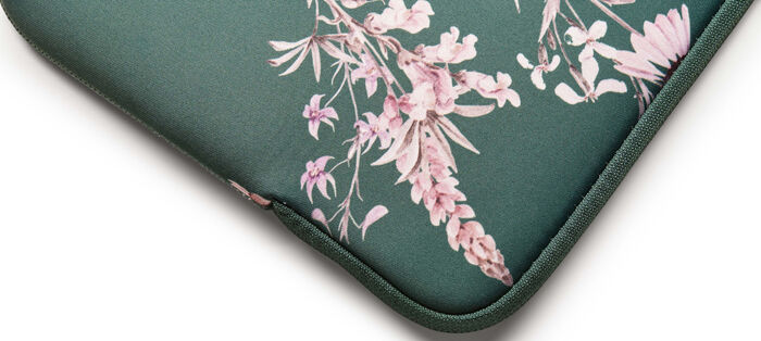 KEEP 14" fartölvuhlíf - Græn með blómum