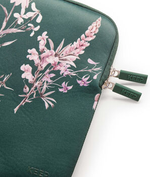 KEEP 14" fartölvuhlíf - Græn með blómum