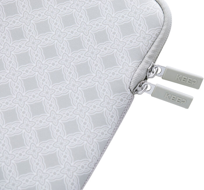 KEEP 14" fartölvuhlíf - Silfur m. blómum