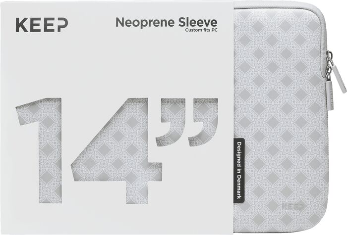 KEEP 14" fartölvuhlíf - Silfur m. blómum