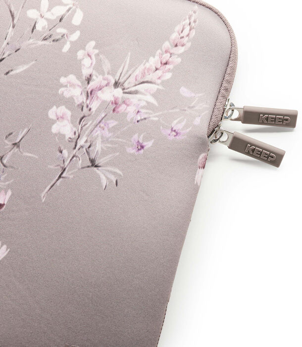 Keep 15,6" fartölvuhlíf - Ljósbrún m. blómum