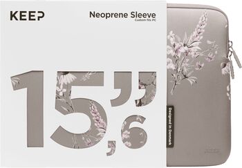 Keep 15,6" fartölvuhlíf - Ljósbrún m. blómum