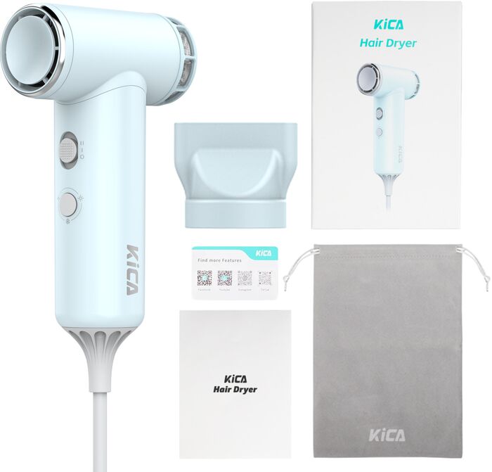 KiCA Jet Dry ferðahárblásari - Ljósblár