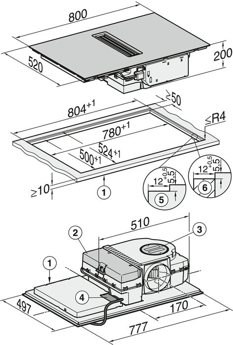 Miele spanhelluborð 80 cm með gufugleypi KMDA7272FLU