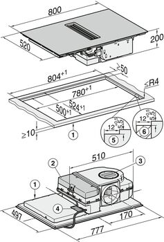 Miele spanhelluborð 80 cm með gufugleypi KMDA7272FLU