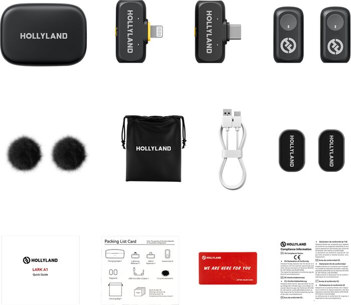 Hollyland Lark A1 hljóðnemapakki fyrir USB-C/Lightning