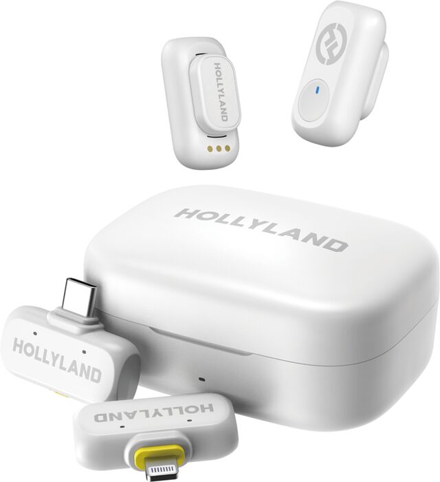Hollyland LARK A1 hljóðnemapakki fyrir USB-C + Lightning - Hvít