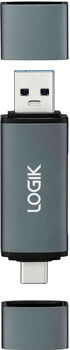 Product image not available for Logik minniskortalesari USB-C/A - Grár
