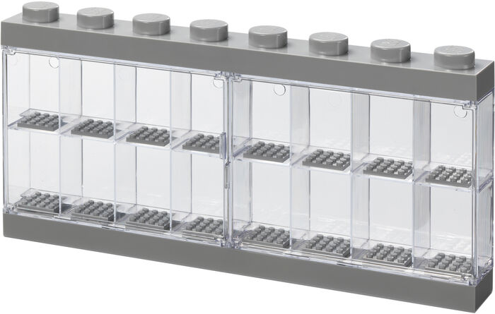 LEGO sýningarkassi f. 16 legokalla - Ljósgrár
