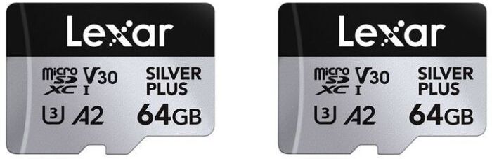 Lexar MicroSDXC Silver Plus (V30) 64 GB minnikort - 2 stk
