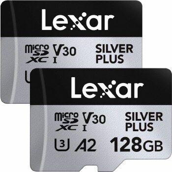 Lexar MicroSDXC Silver Plus (V30) 128 GB minnikort - 2 stk