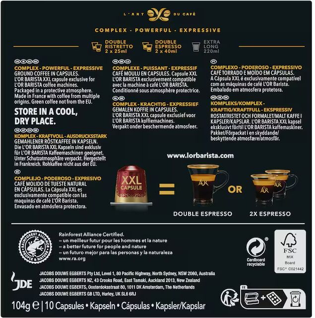 L'OR Barista Double Barista Selection XXL kaffihylki