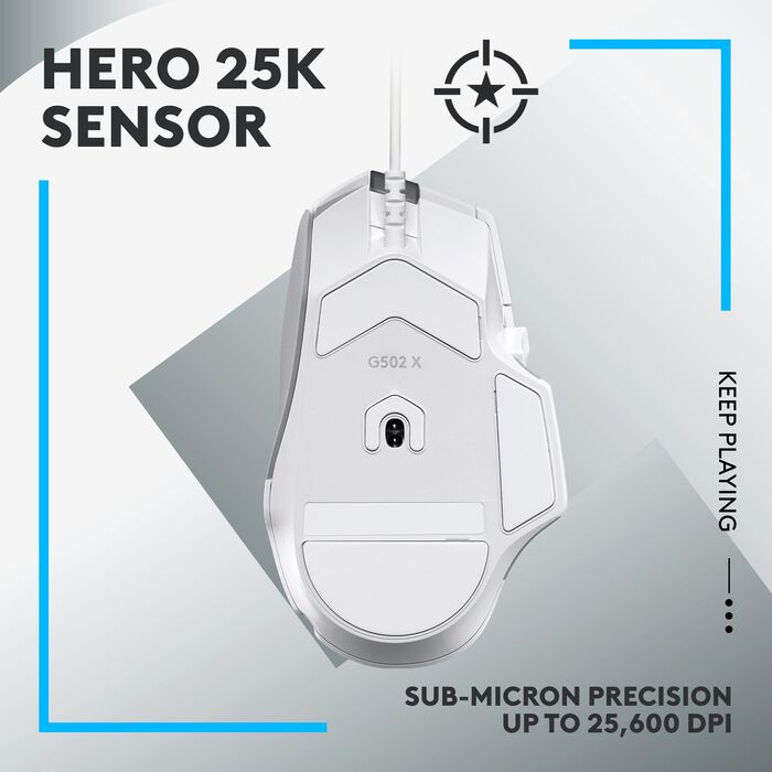 Logitech G502 X leikjamús - Hvít