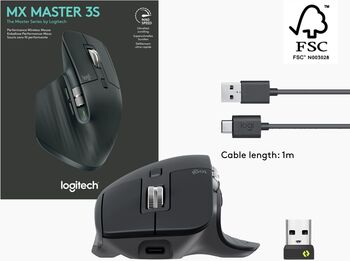 Logitech MX Master 3S þráðlaus tölvumús - Dökkgrá