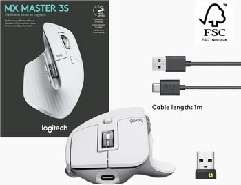 Logitech MX Master 3S þráðlaus tölvumús - Ljósgrá