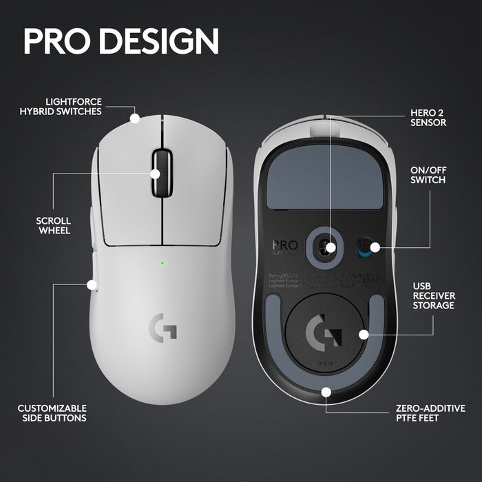 Logitech G Pro X Superlight 2 þráðlaus leikjamús - Hvít 