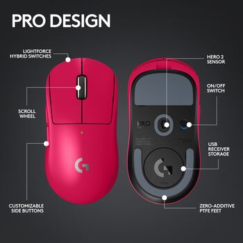 Logitech G Pro X Superlight 2 þráðlaus leikjamús - Bleik 