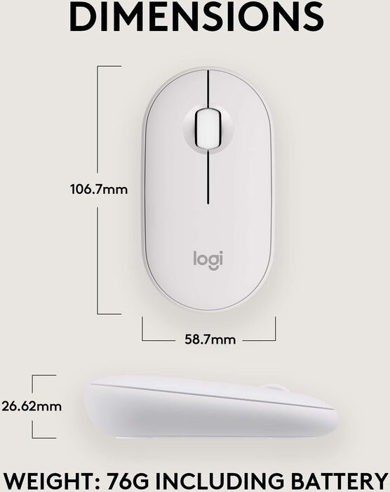 Logitech Pebble Mouse 2 þráðlaus mús - Hvít