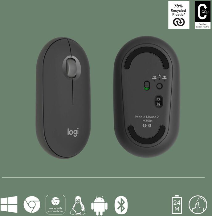 Logitech Pebble Mouse 2 þráðlaus mús - Svört 