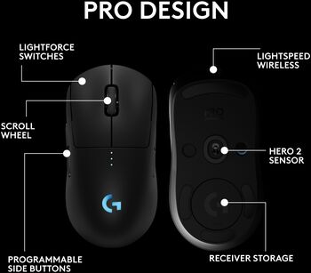 Logitech G Pro 2 Lightspeed þráðlaus leikjamús - Svört