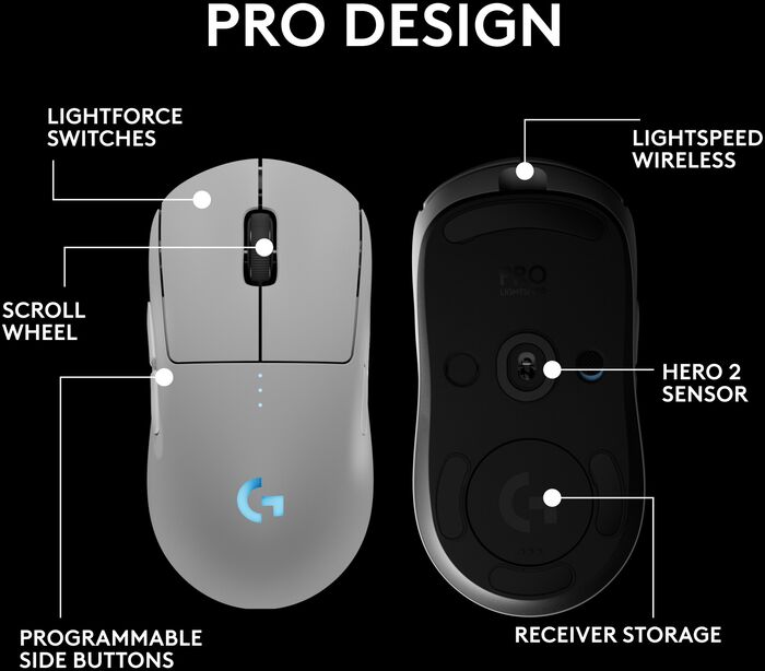 Logitech G Pro 2 Lightspeed þráðlaus leikjamús - Hvít