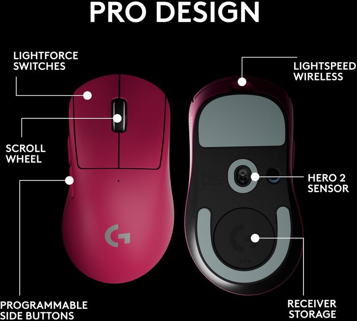 Logitech G Pro X Superlight 2 DEX þráðlaus leikjamús - Bleik