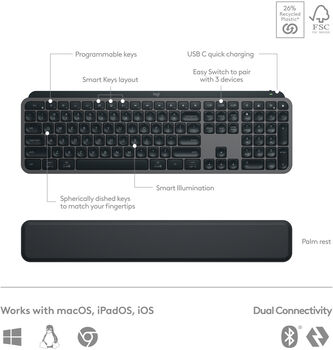 Logitech MX Keys S Combo þráðlaust lyklaborð og mús - Svört