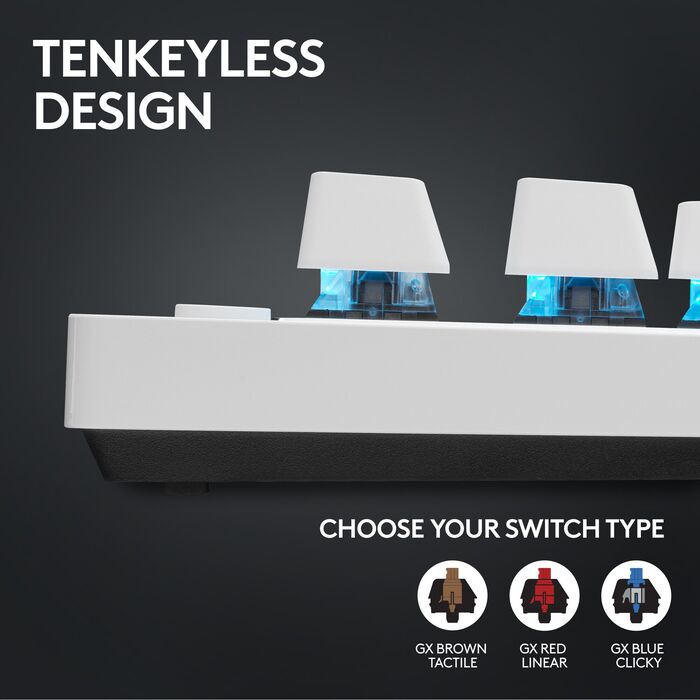 Logitech G Pro TKL Tactile þráðlaust leikjalyklaborð - Hvítt 