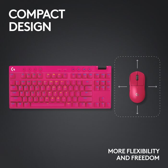 Logitech G Pro TKL Tactile þráðlaust leikjalyklaborð - Bleikt