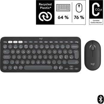 Logitech Pebble 2 K380S/M350S lyklaborð og mús - Svart 