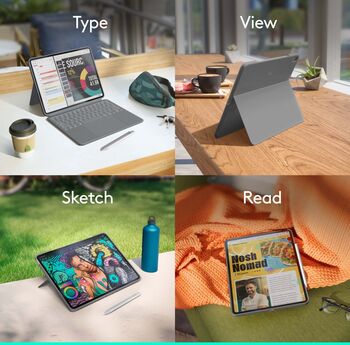 Logitech Combo Touch lyklaborðshulstur fyrir iPad Air 13" (M2) - Grátt