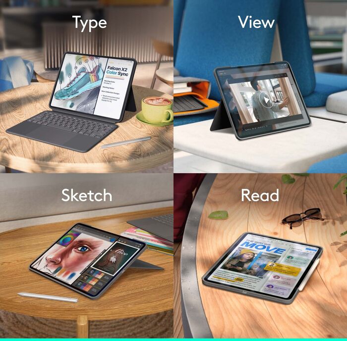 Logitech Combo Touch lyklaborðshulstur fyrir iPad Pro 13" (M4) - Grátt