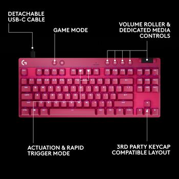 Logitech G Pro X TKL Rapid Trigger leikjalyklaborð - Bleikt