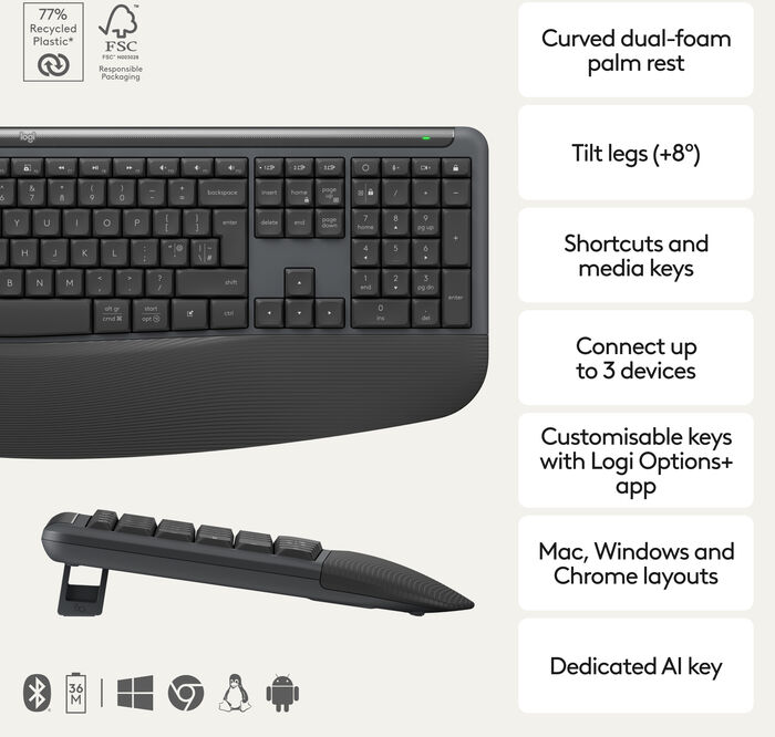 Logitech MK880 þráðlaust lyklaborð og mús - Svart
