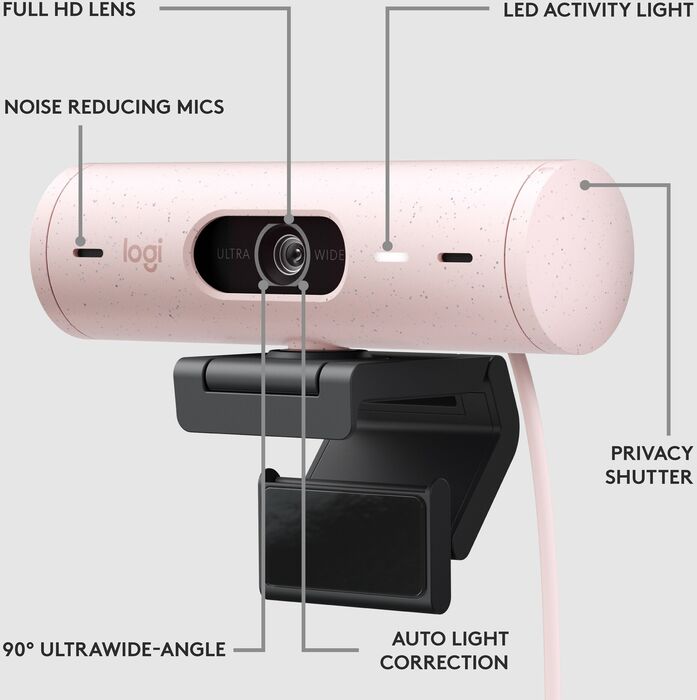 Logitech Brio 500 vefmyndavél - Bleik