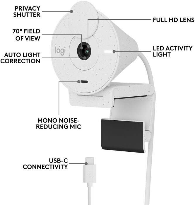 Logitech Brio 300 vefmyndavél - Hvít 