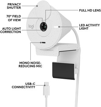 Logitech Brio 300 vefmyndavél - Hvít 