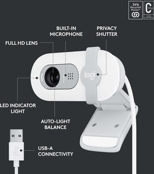 Logitech Brio 100 vefmyndavél - Hvít 