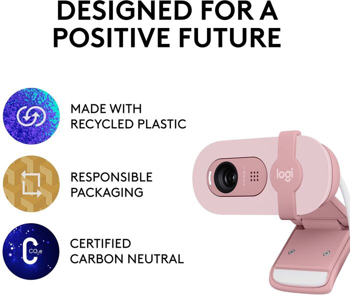 Logitech Brio 100 vefmyndavél - Bleik 