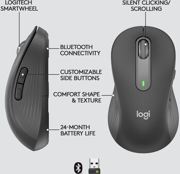 Logitech M650 L örvhent þráðlaus mús - Grá