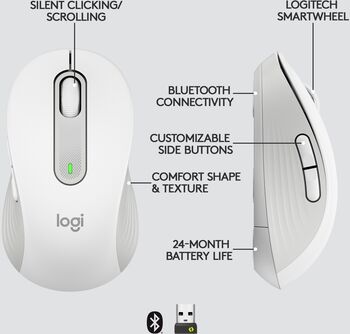 Logitech M650 þráðlaus mús - Hvít