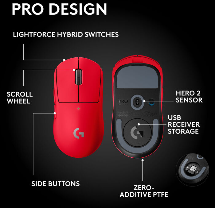 Logitech G Pro X Superlight 2 SE - Rauð