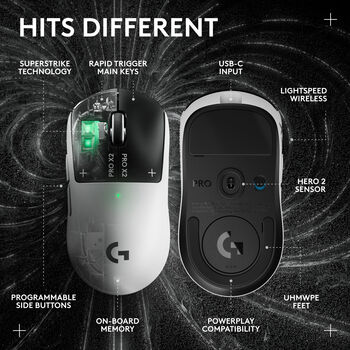 Logitech G Pro X2 Superstrike þráðlaus leikjamús - Hvít