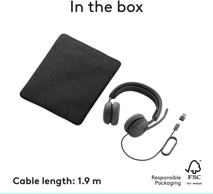 Logitech Zone Wired 2 leikjaheyrnartól - Svört