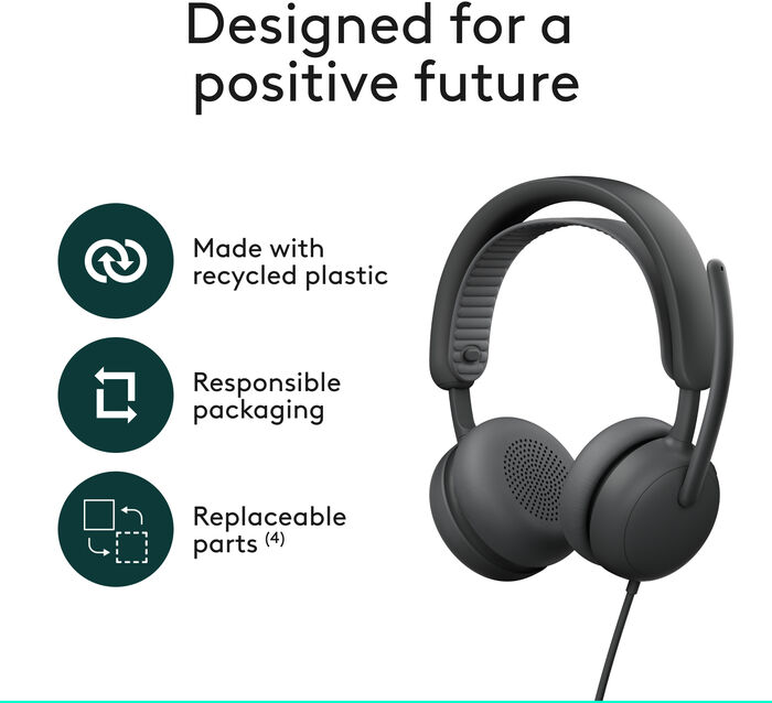 Logitech Zone Wired 2 leikjaheyrnartól - Svört