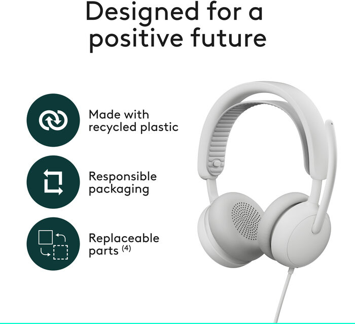 Logitech Zone Wired 2 leikjaheyrnartól - Hvít