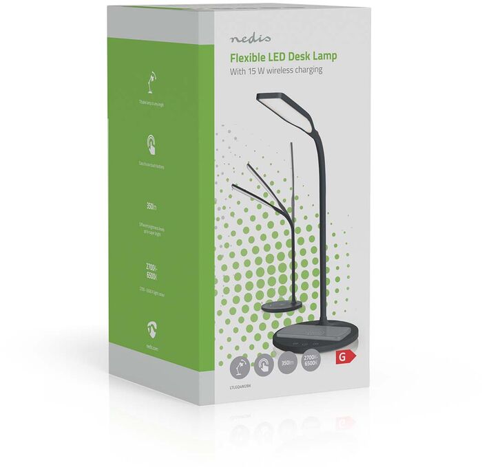 Nedis borðlampi með þráðlausri hleðslu - Svartur