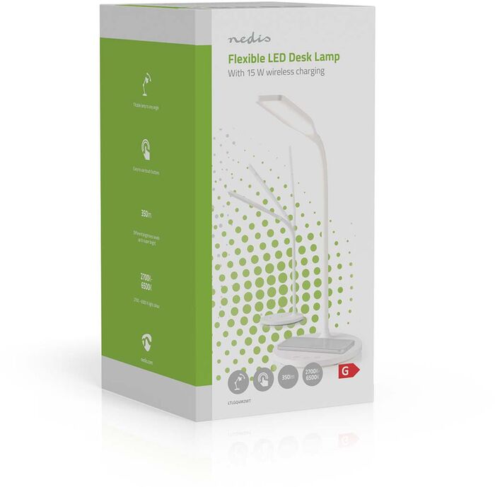 Nedis borðlampi með þráðlausri hleðslu - Hvítur