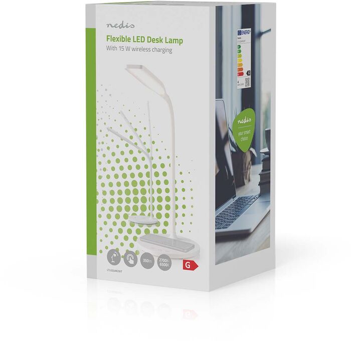 Nedis borðlampi með þráðlausri hleðslu - Hvítur