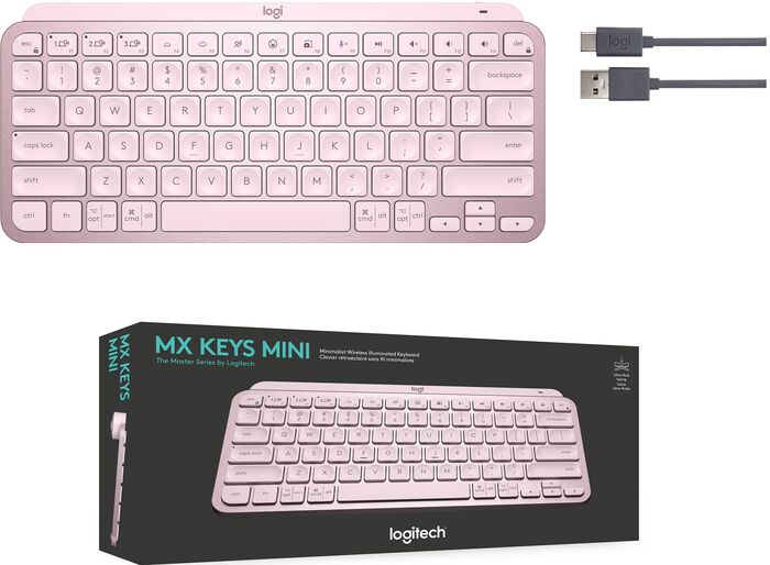 Logitech MX Keys Mini þráðlaust lyklaborð - Bleikt